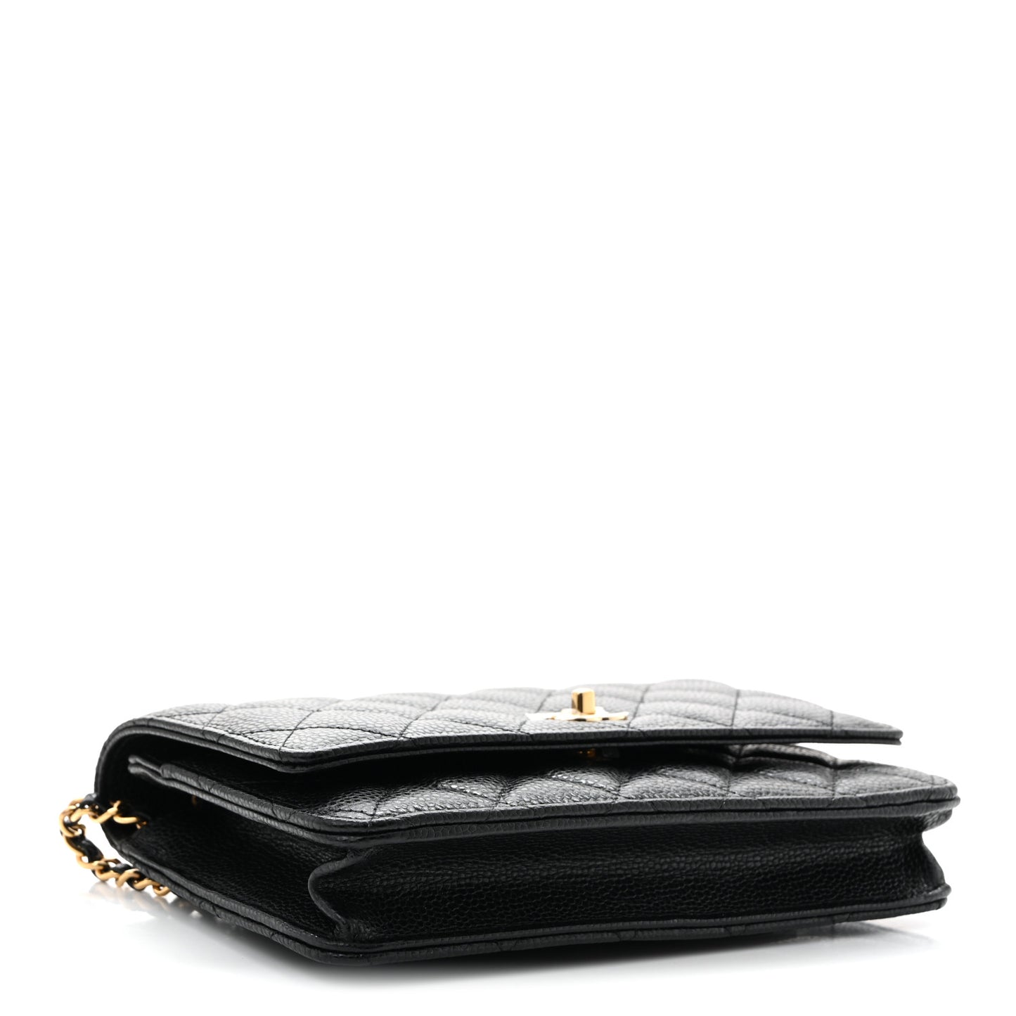 Caviar Quilted CC Turnlock Wallet On Chain WOC Black
