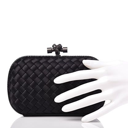 Bottega Veneta Satin Intreccio Impero Ayers Knot Clutch Black 2 of 6