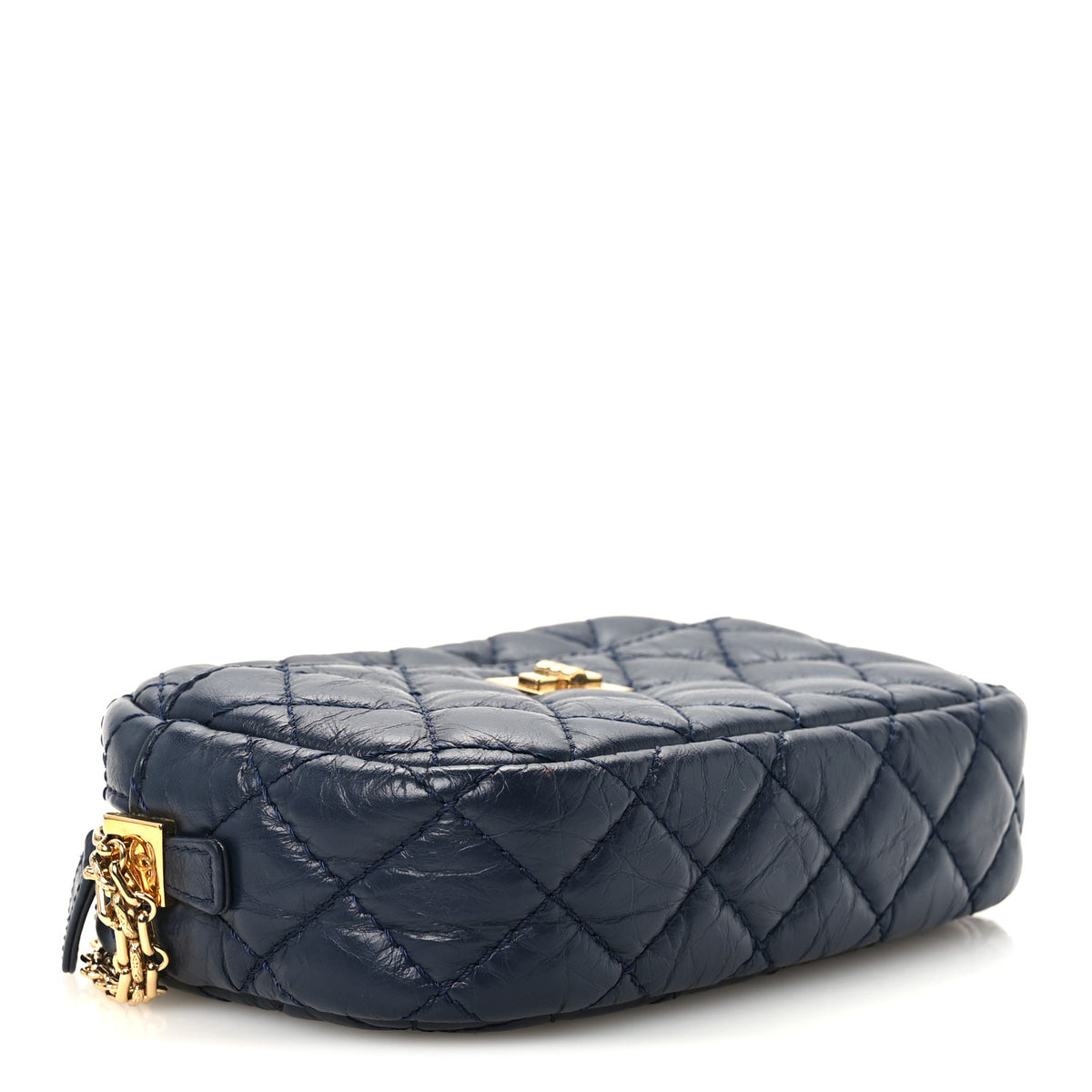 Aged Calfskin Quilted Mini Reissue Camera Case Navy