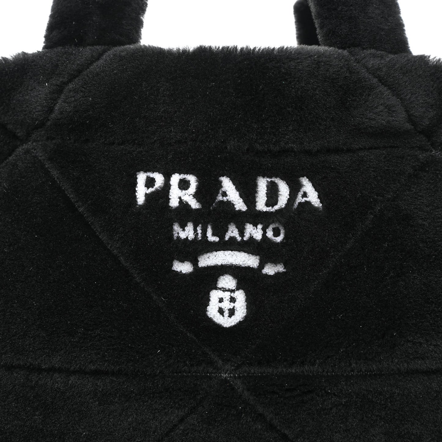 Shearling Monotone Logo Tote Black White