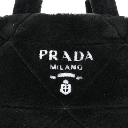 Prada Shearling Monotone Logo Tote Black White 10 of 12