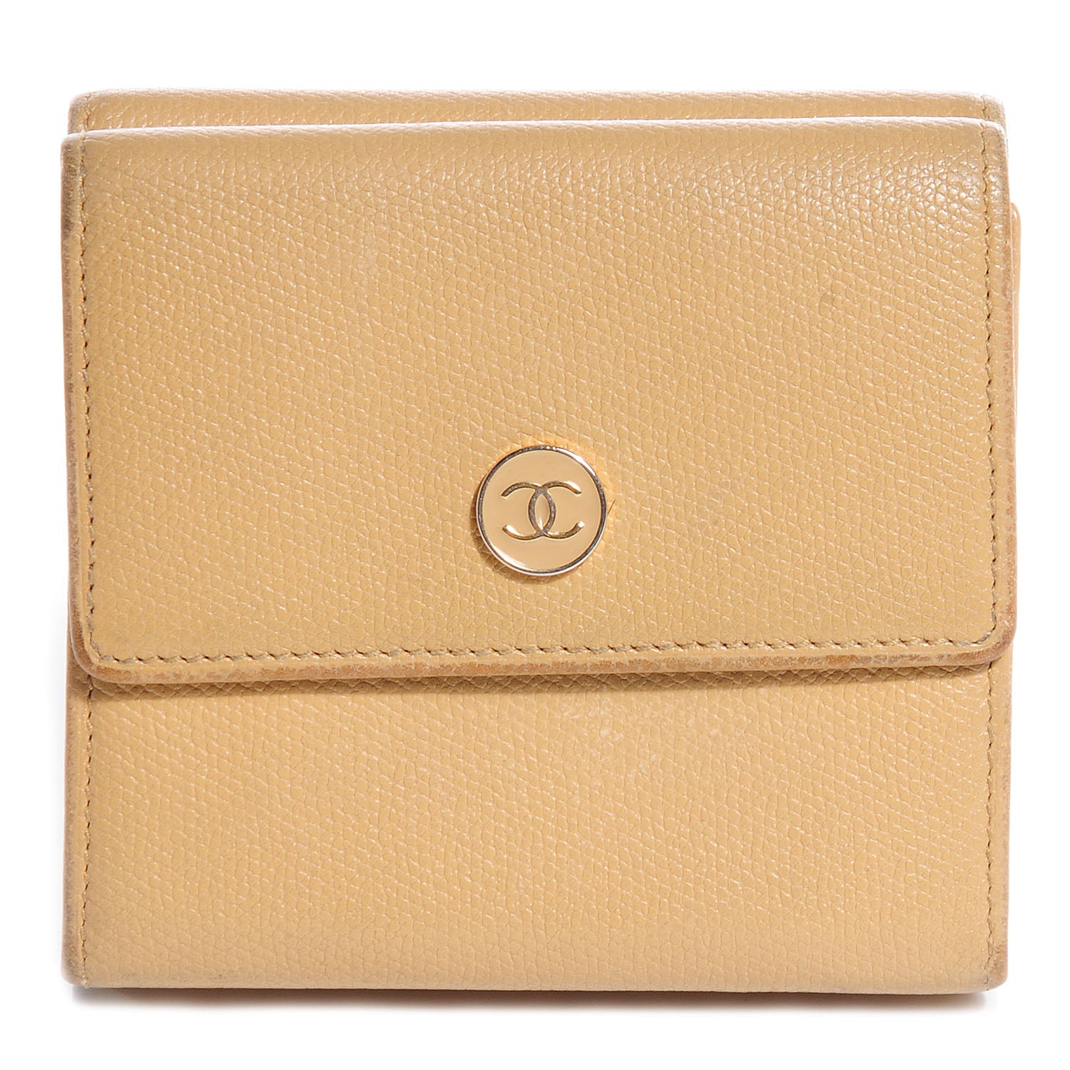 Chanel Leather CC Button Compact Wallet Beige 1 of 7