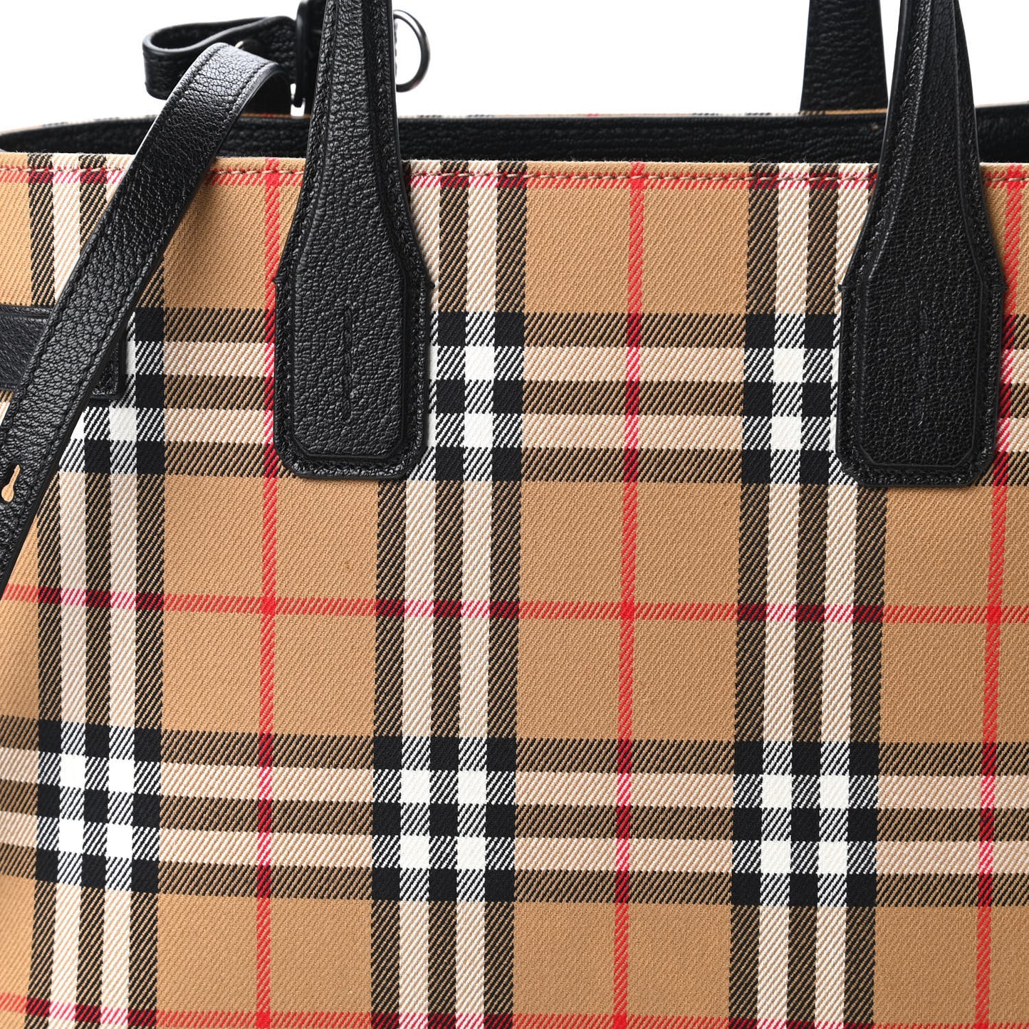 Goatskin Vintage Check Medium Banner Tote Black
