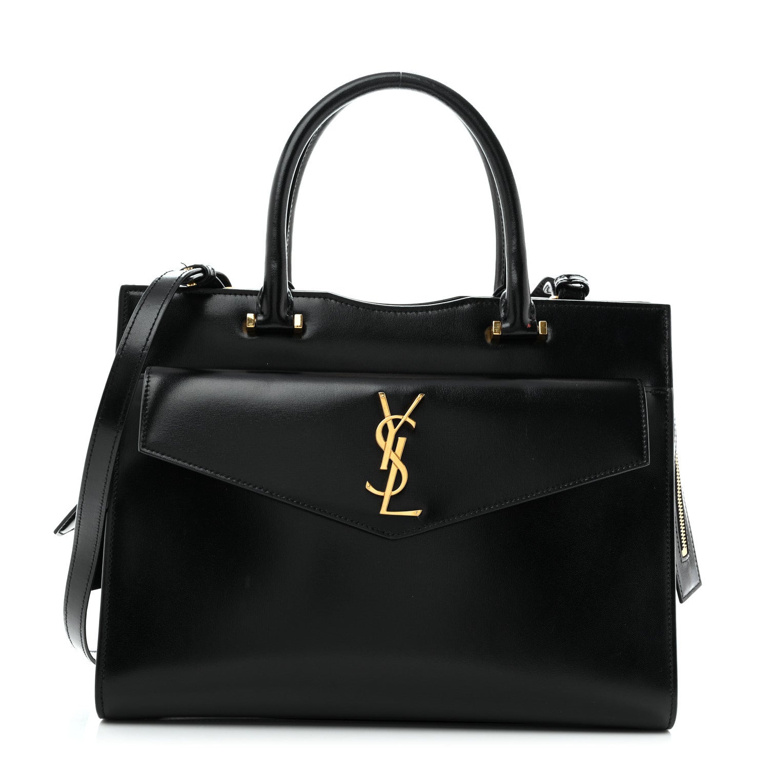Saint Laurent Shiny Calfskin Medium Uptown Tote Black 1 of 14