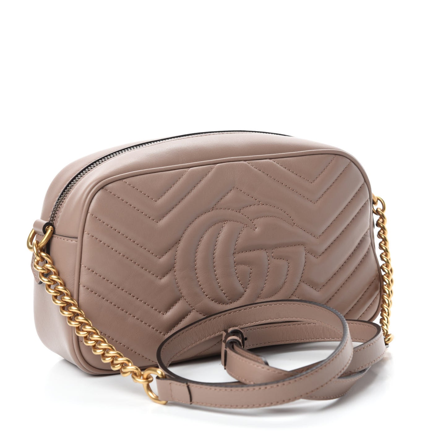 Calfskin Matelasse Small GG Marmont Chain Shoulder Bag Porcelain Rose