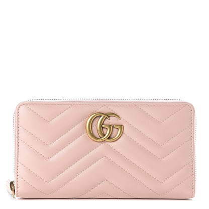 Gucci Calfskin Matelasse GG Marmont Zip Around Wallet Perfect Pink 1 of 8