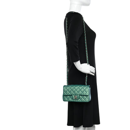 Chanel Iridescent Calfskin Quilted Mini Rectangular Flap Green 3 of 11