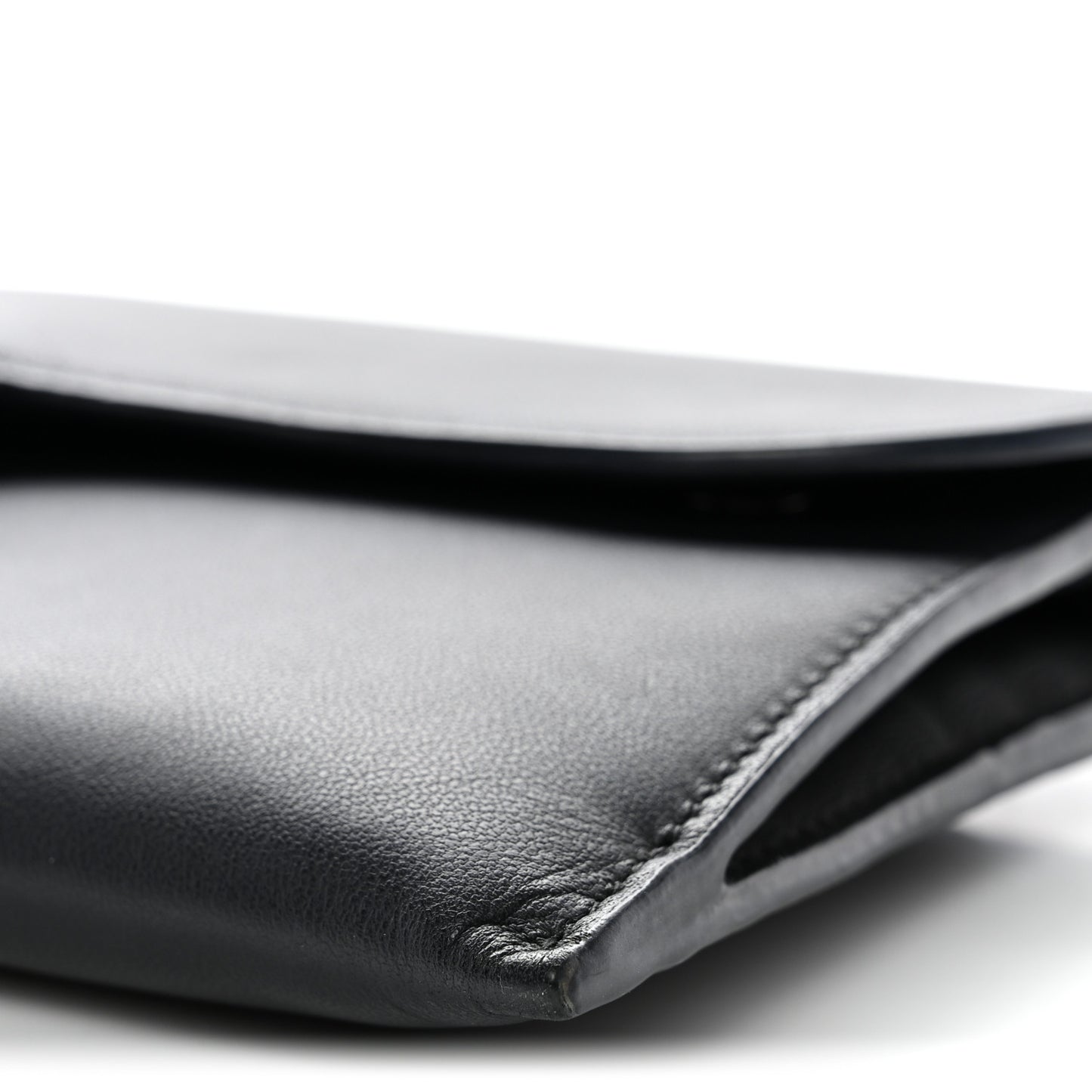 Ultra Matte Calfskin Saddle Chain Wallet Pouch Black