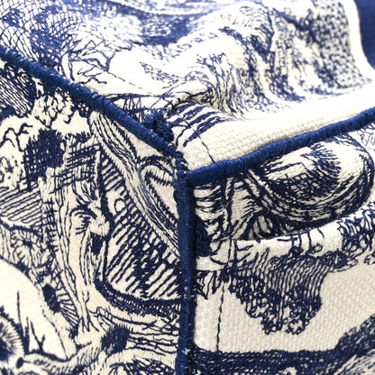 Christian Dior Canvas Embroidered Toile De Jouy Catherine Tote Blue 9 of 12
