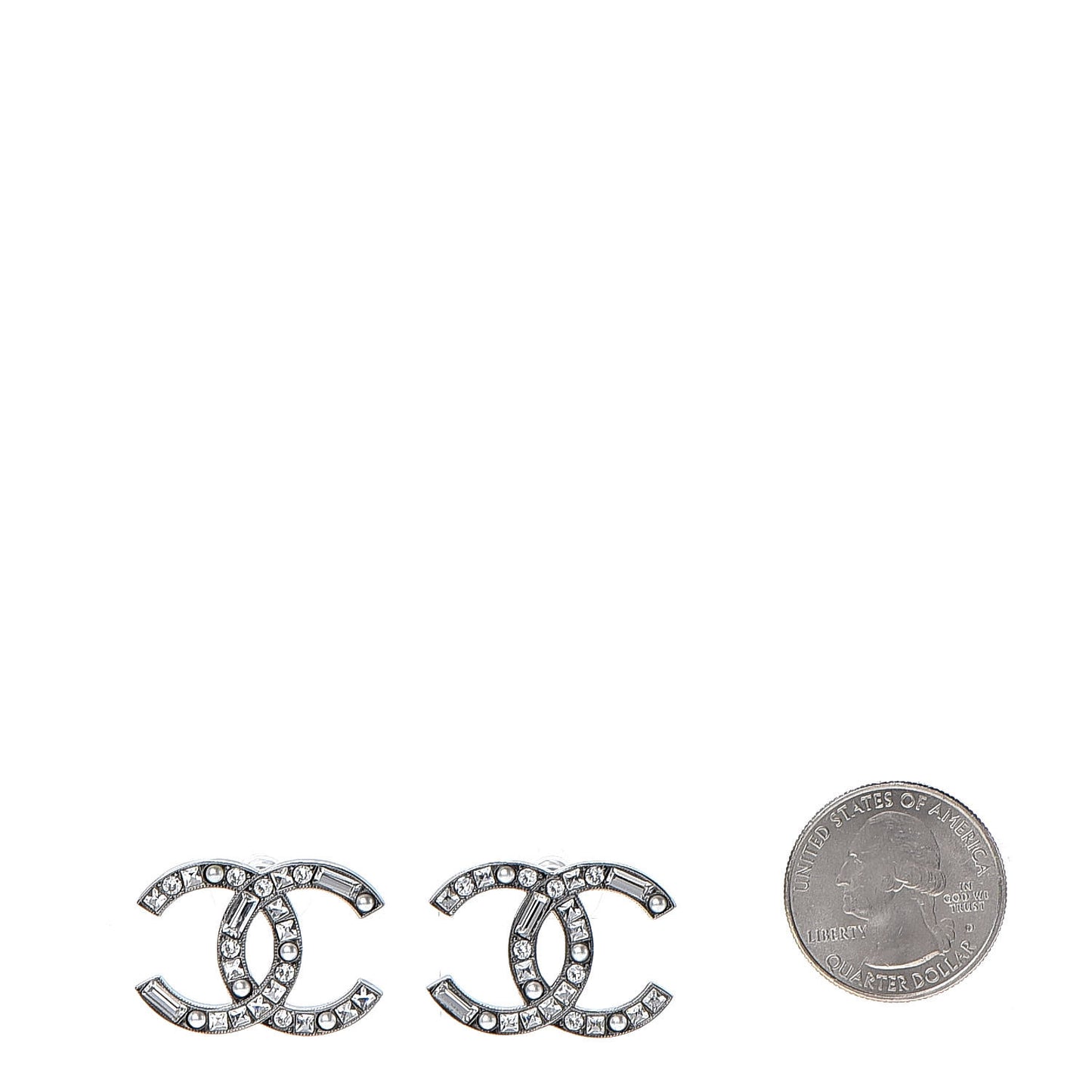 Crystal CC Earrings Silver