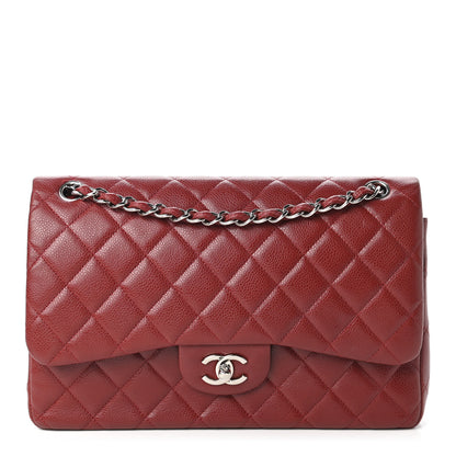 Chanel Caviar Quilted Jumbo Double Flap Dark Red 1 of 10
