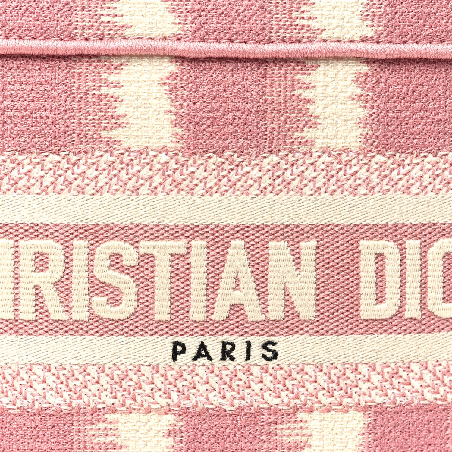 Christian Dior Canvas Embroidered Mini Striped Book Tote Pink Multicolor 8 of 11