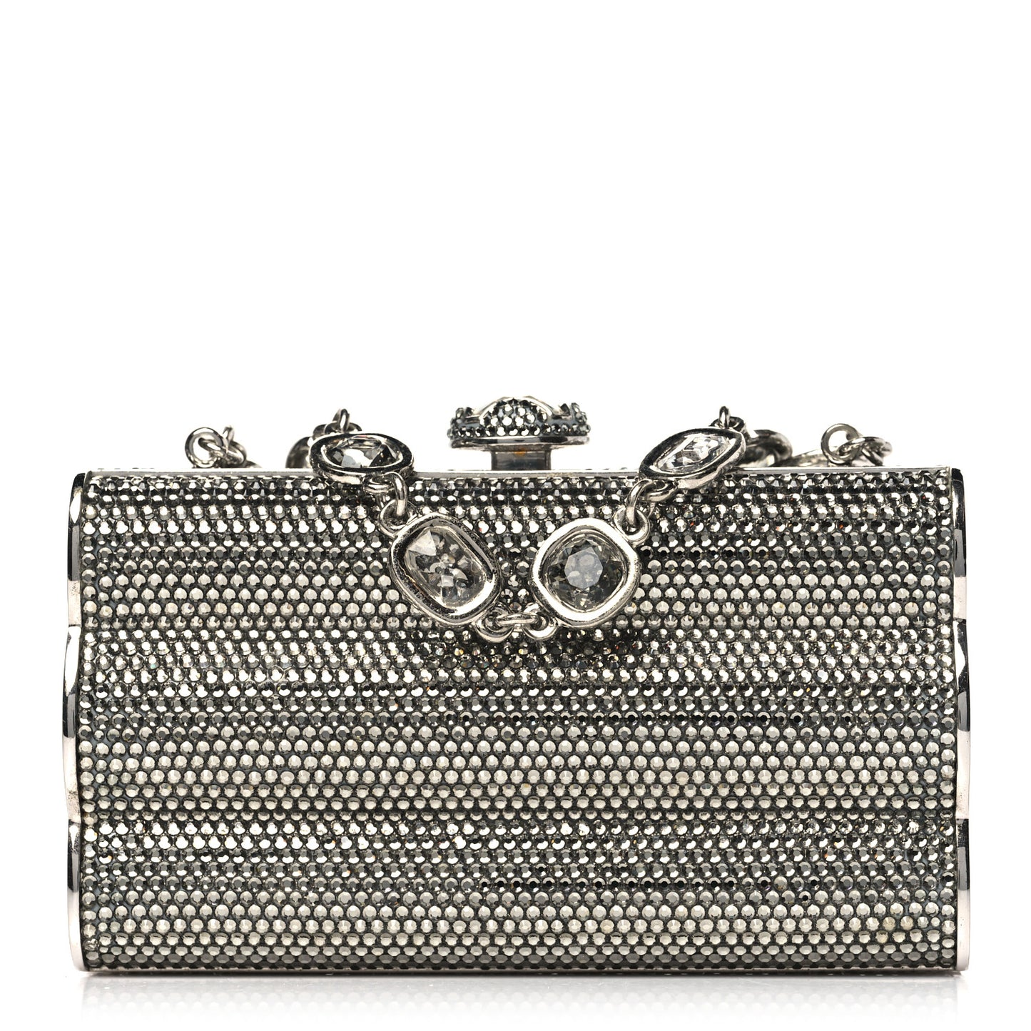Swarovski Crystal Minaudiere Clutch Silver