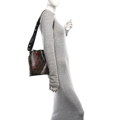 Fendi Vitello Grace F is Fendi Bi-Color FF 1974 Embossed Grande Mon Tresor Bucket Bag Maya Black Fragola 2 of 10