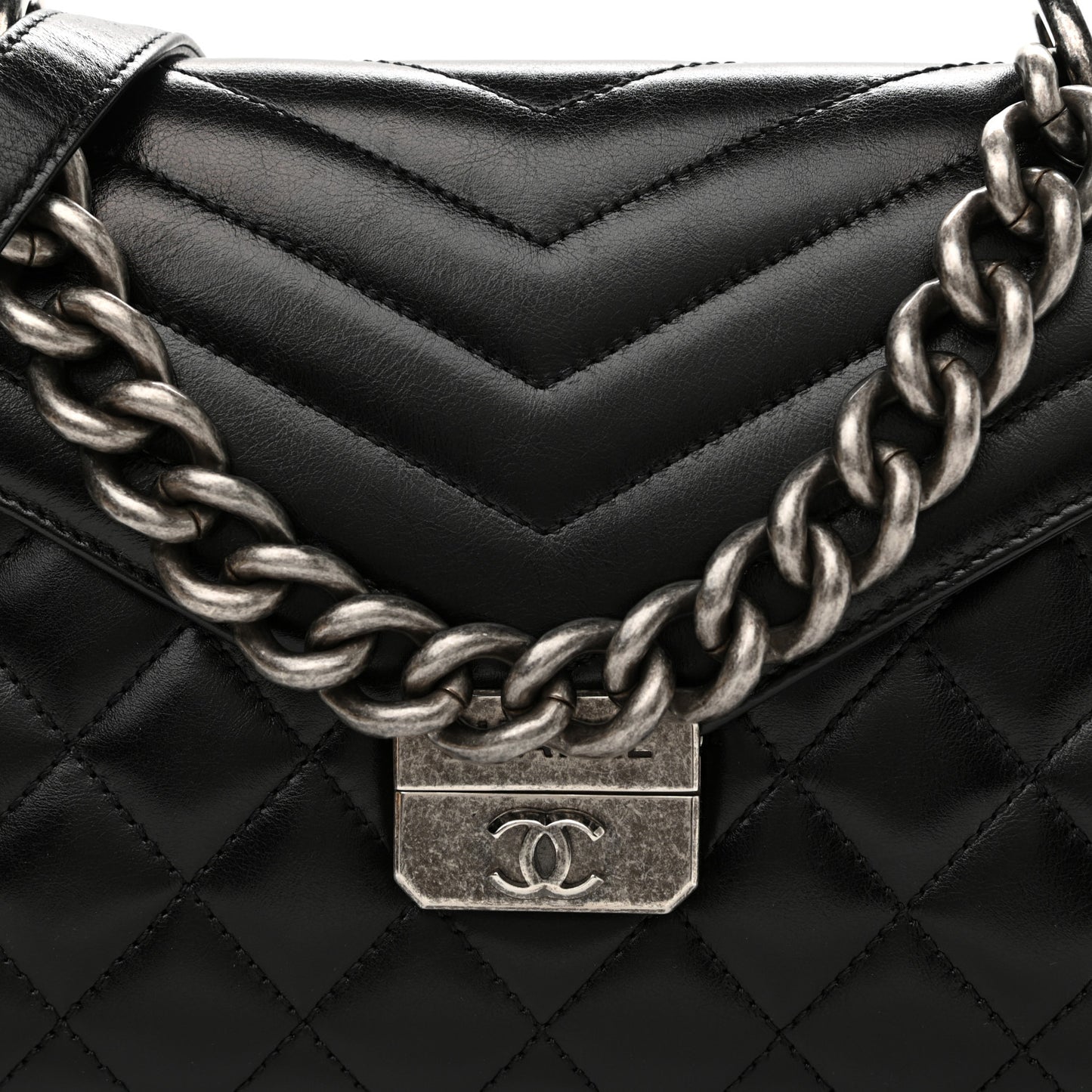 Calfskin Quilted Medium Mad About Quilting Flap Black