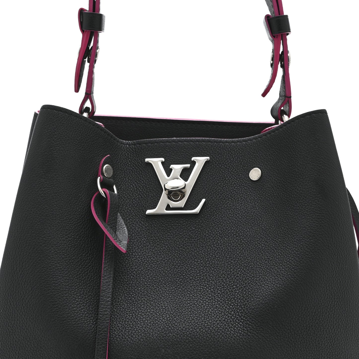 Calfskin Lockme Bucket Black