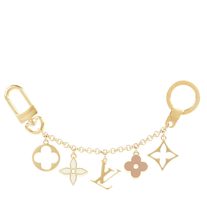 Louis Vuitton Brass Enamel Fleur De Monogram Bag Charm Chain Gold 1 of 4