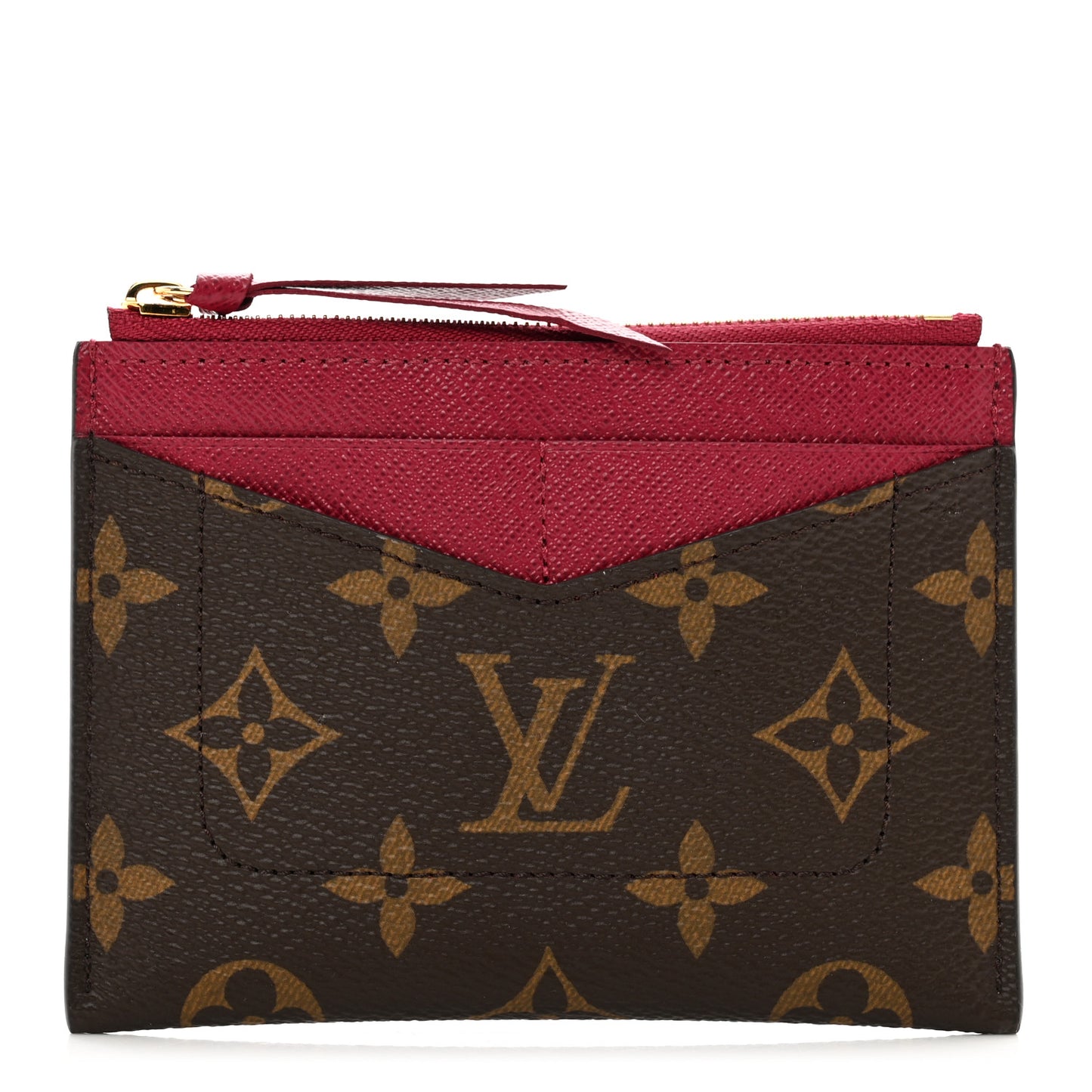 Monogram Zipped Card Holder Fuchsia