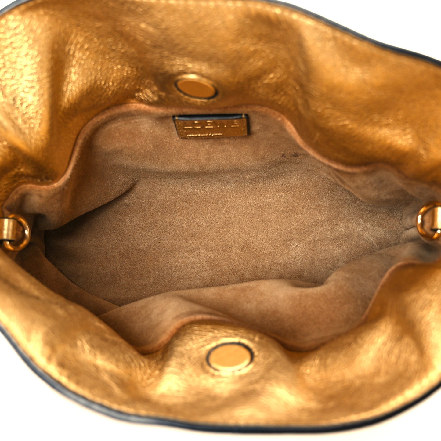 Metallic Calfskin Mini Chain Flamenco Knot Clutch Gold