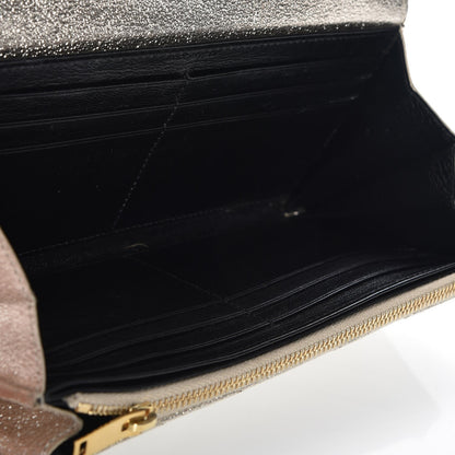 Saint Laurent Metallic Crackled Calfskin Matelasse Chevron Monogram Flap Wallet Gold 9 of 13