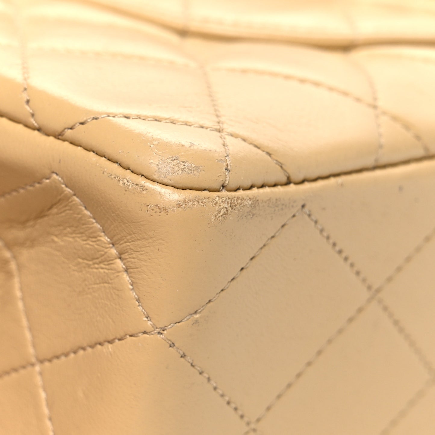 Lambskin Quilted Medium Double Flap Beige