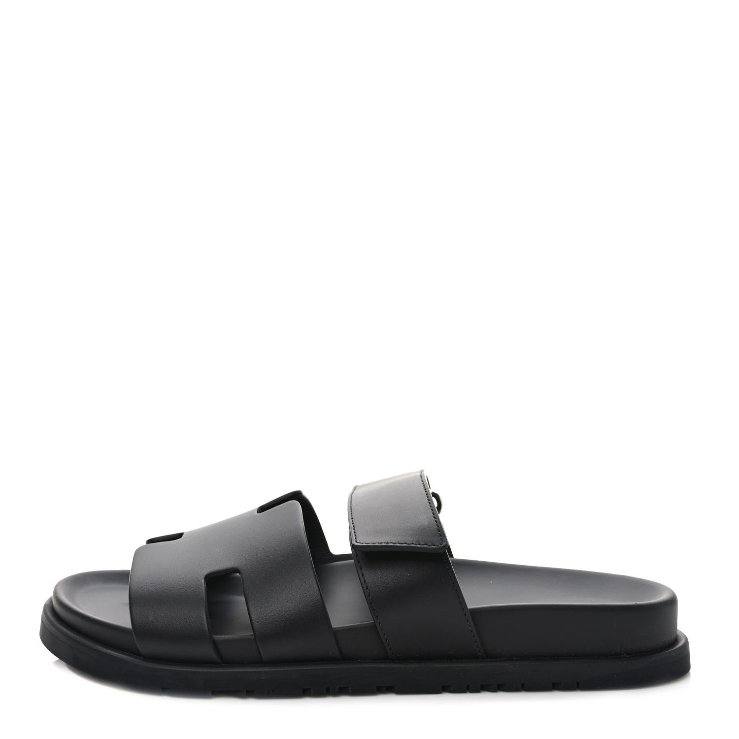 Hermes Calfskin Womens Chypre Sandals 39.5 Black 1 of 9