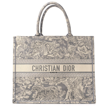 Christian Dior Canvas Embroidered Large Dioriviera Toile De Jouy Book Tote Gray 1 of 10