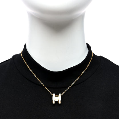 Hermes Lacquered Gold Pop H Pendant Necklace White 2 of 6