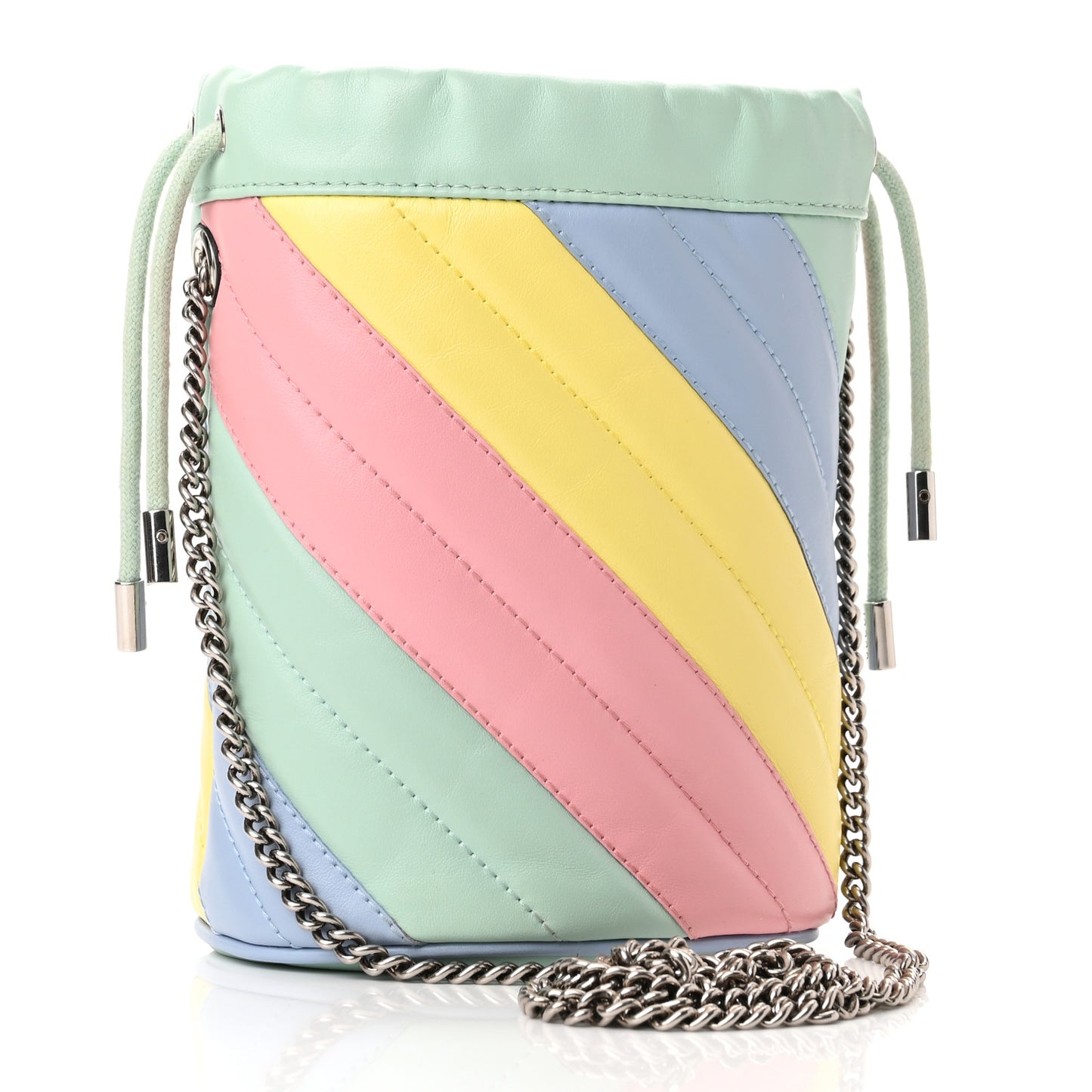 Calfskin Matelasse Diagonal Mini GG Marmont 2.0 Bucket Bag Pastel Multicolor
