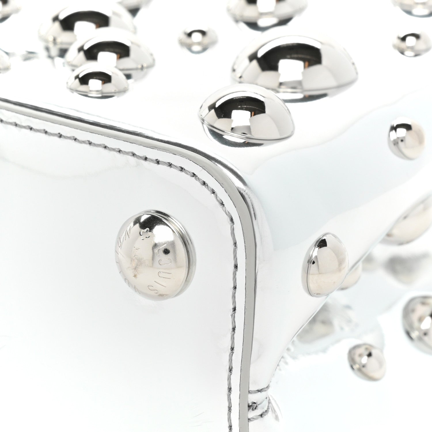 Louis Vuitton LV X YK Metallic Taurillon Brass Metal Dots Capucines BB Silver 13 of 15