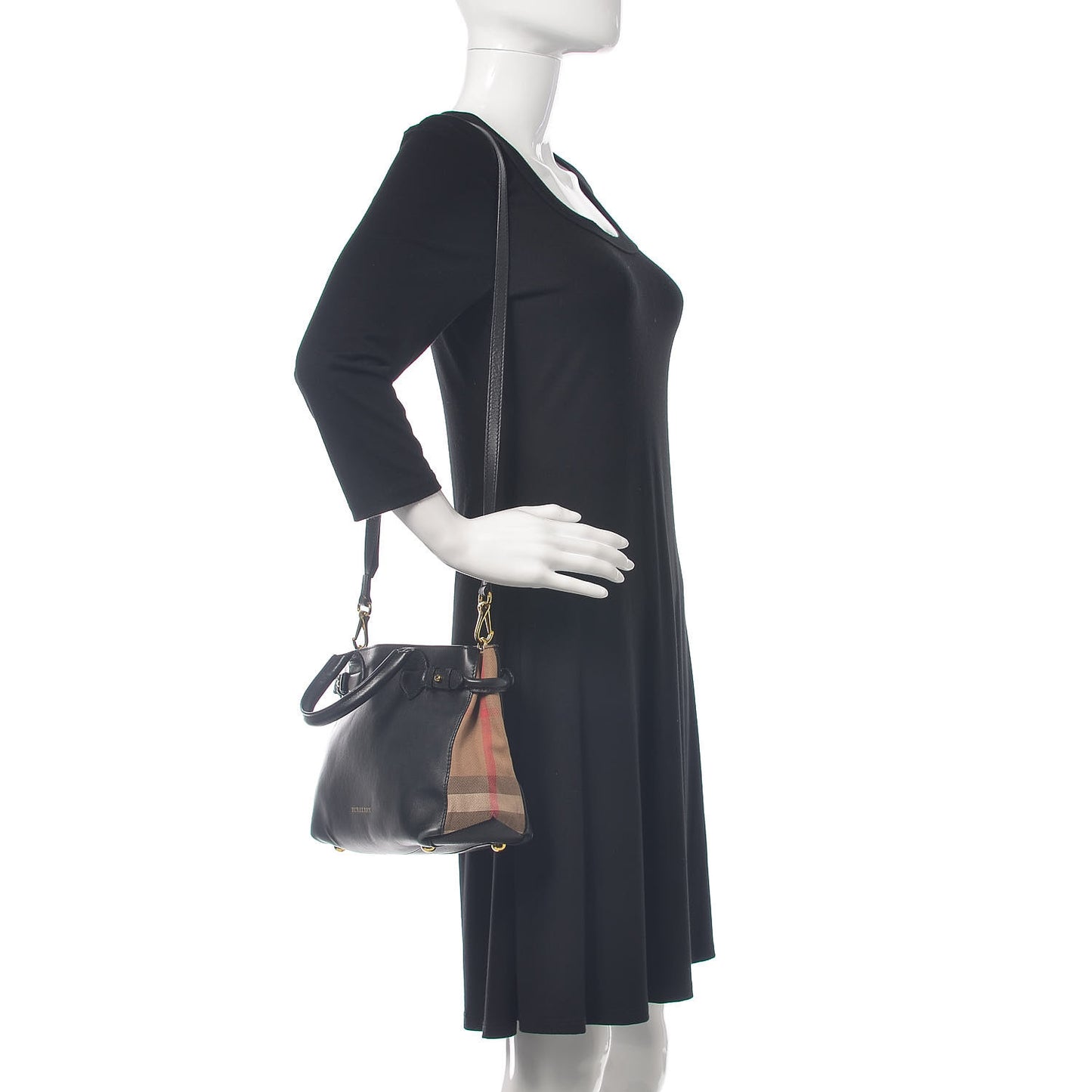 Smooth Calfskin House Check Baby Banner Tote Black