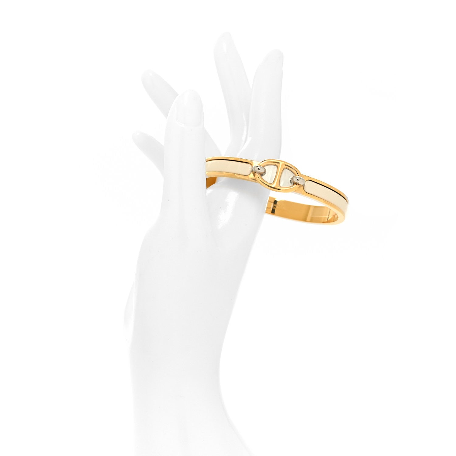 Hermes Enamel Mini Farandole Clic Chaine D'Ancre Bracelet Creme 2 of 5