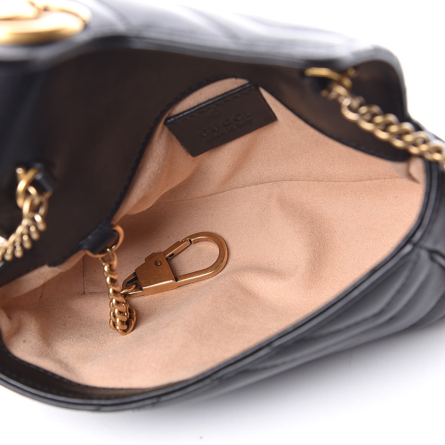 Calfskin Matelasse Super Mini GG Marmont Shoulder Bag Black