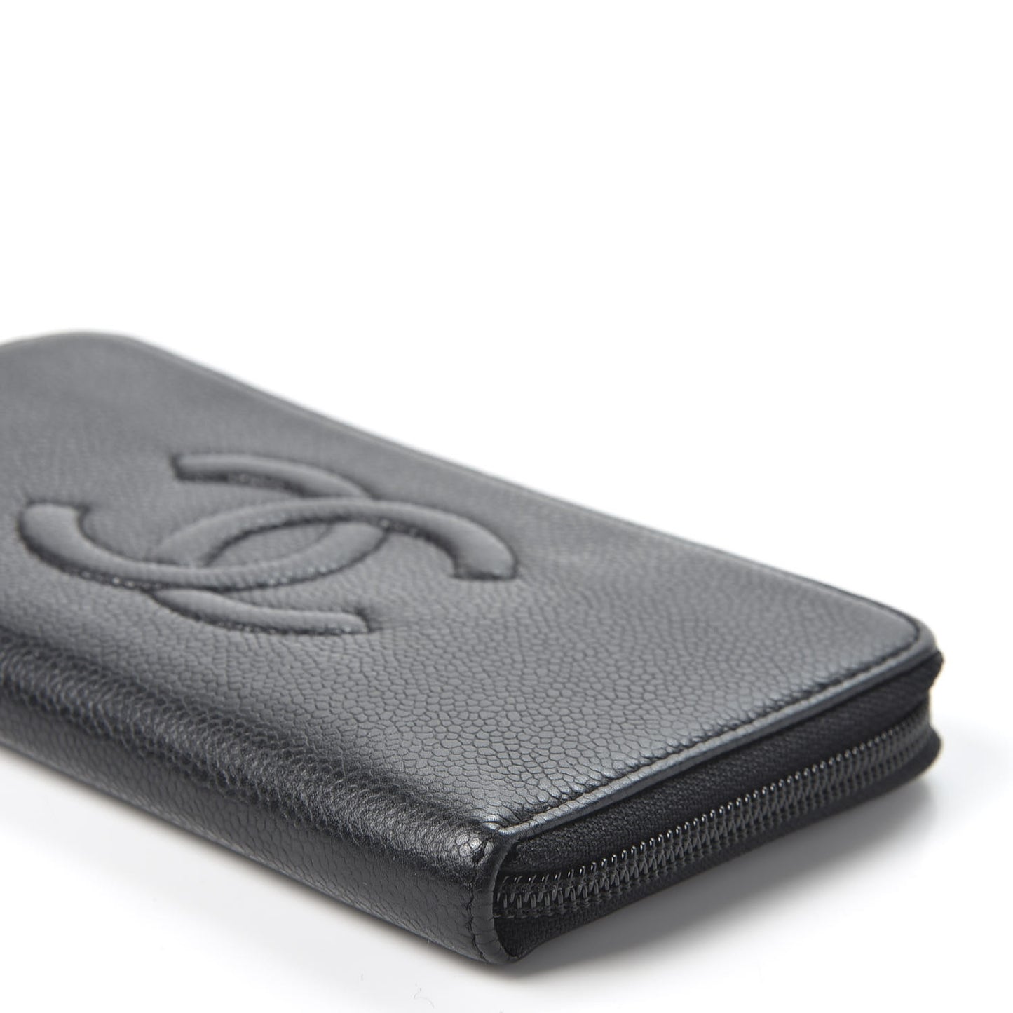 Caviar Large Timeless CC Zip Around Wallet Black