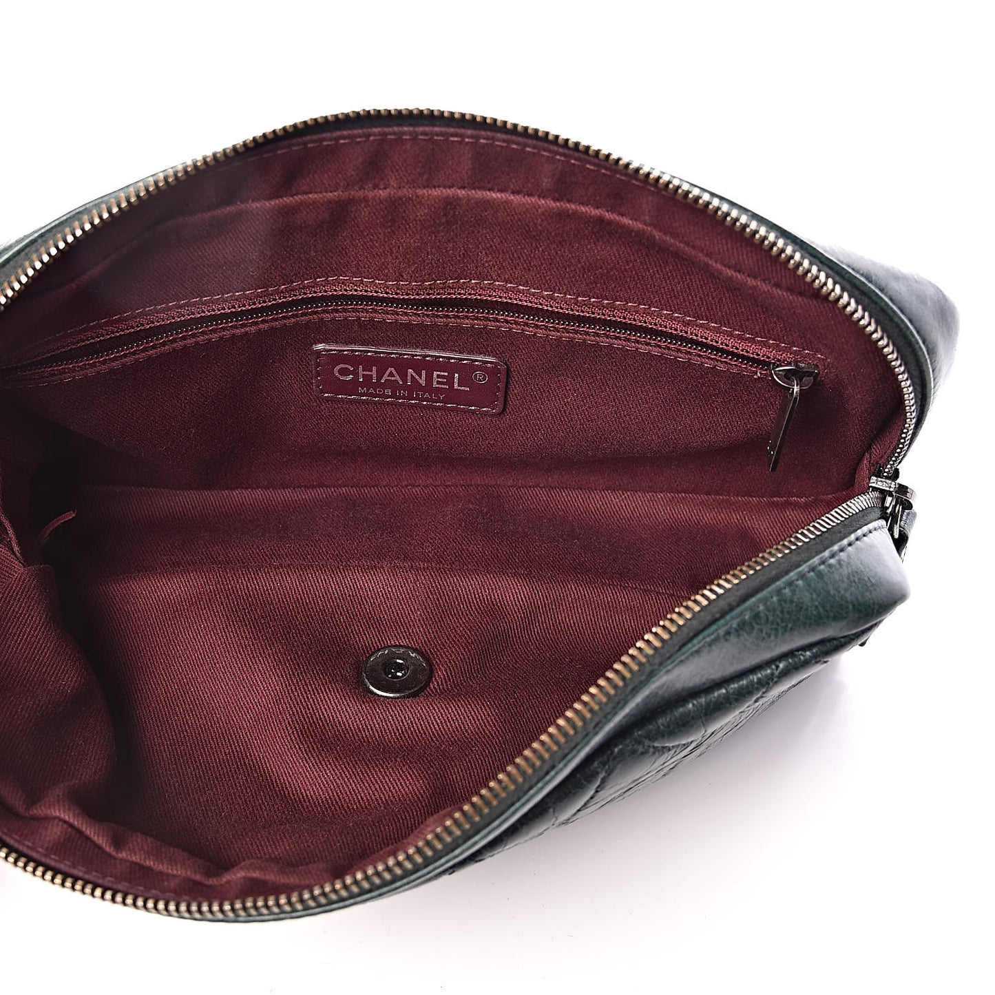 Glazed Calfskin Quilted Medium Duo Color Flap Dark Green