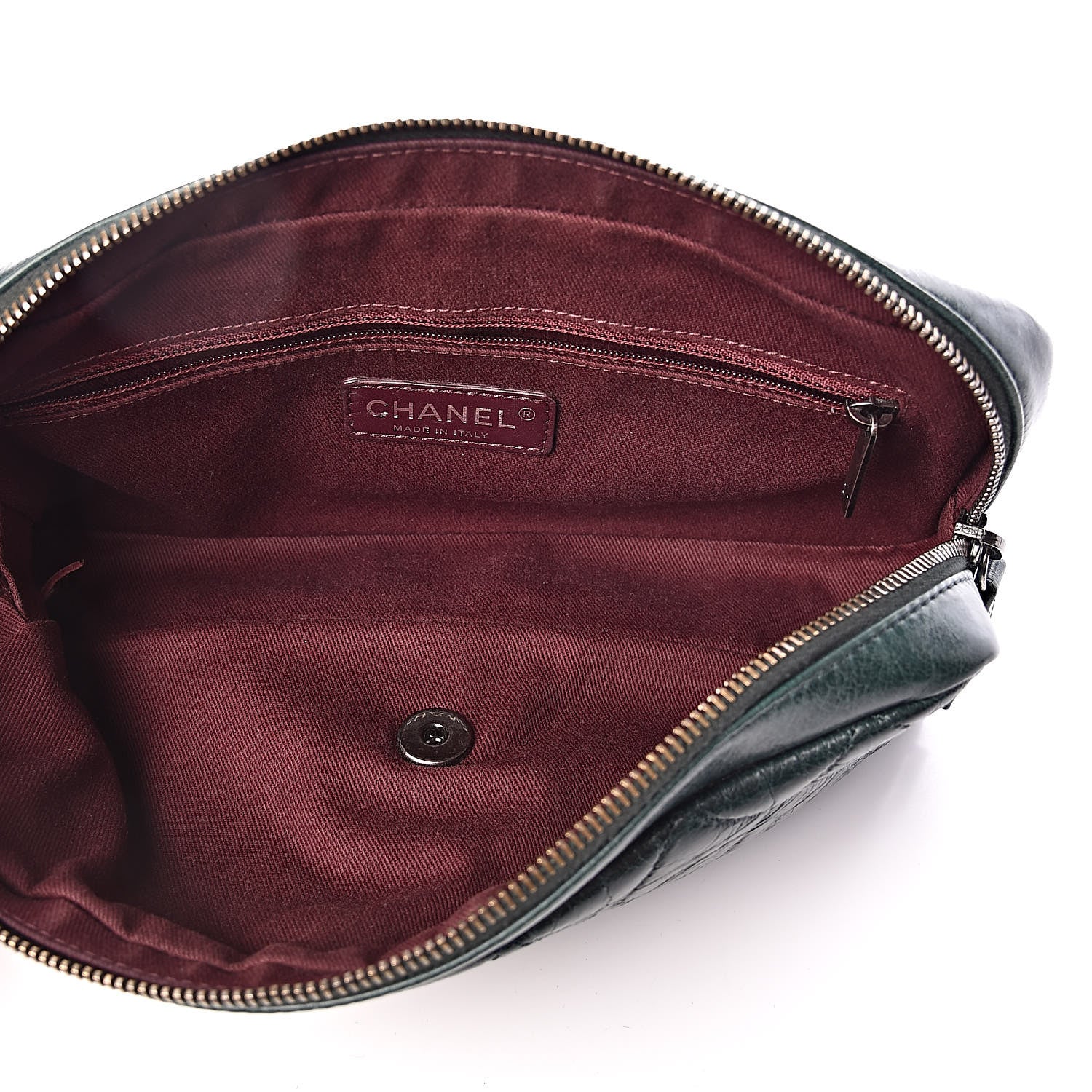 Chanel Glazed Calfskin Quilted Medium Duo Color Flap Dark Green 5 of 9