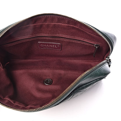 Chanel Glazed Calfskin Quilted Medium Duo Color Flap Dark Green 5 of 9