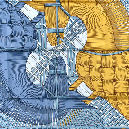 Hermes Silk Masan & Masan Scarf 90 Bleu Ciel Mordore 2 of 3