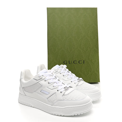 Gucci Calfskin Perforated Mens Interlocking G Sneakers 8 Great White 9 of 9