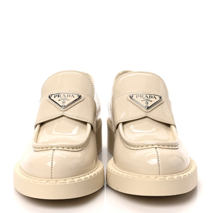 Prada Vernice Metal Triangle Logo 50mm Loafers 37 Avorio 2 of 9