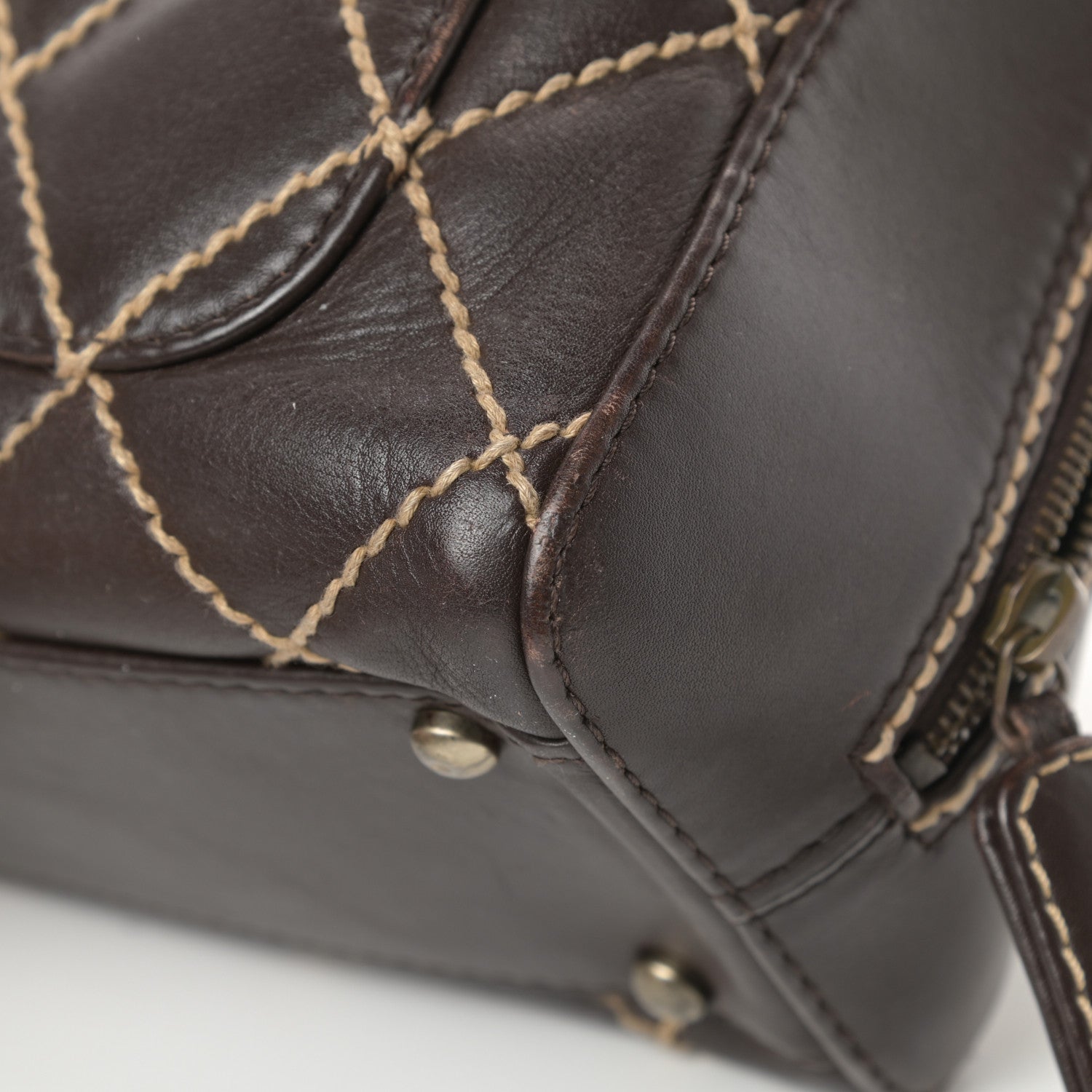 Chanel Calfskin Wild Stitch Top Handle Bag Brown 11 of 17