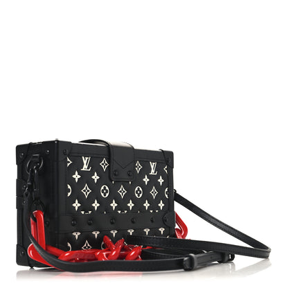 Louis Vuitton Lambskin Embossed Monogram Petite Malle Black Red 3 of 10