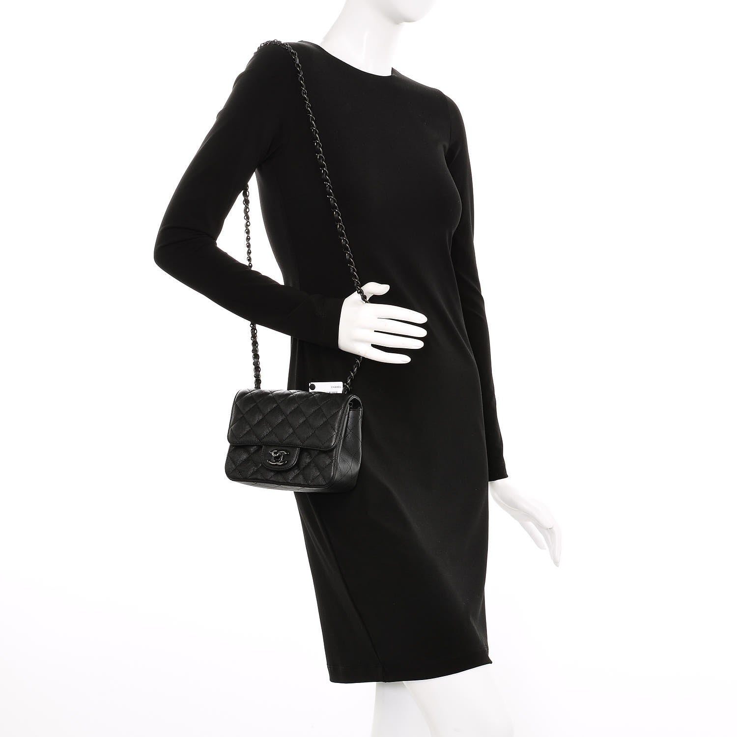 Chanel Crumpled Calfskin Quilted Mini Square Flap So Black 2 of 7