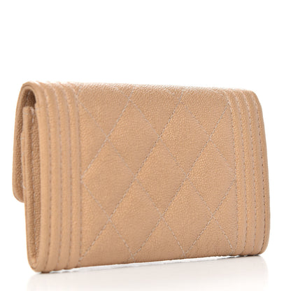 Chanel Caviar Quilted Boy Card Holder Wallet Beige 3 of 8