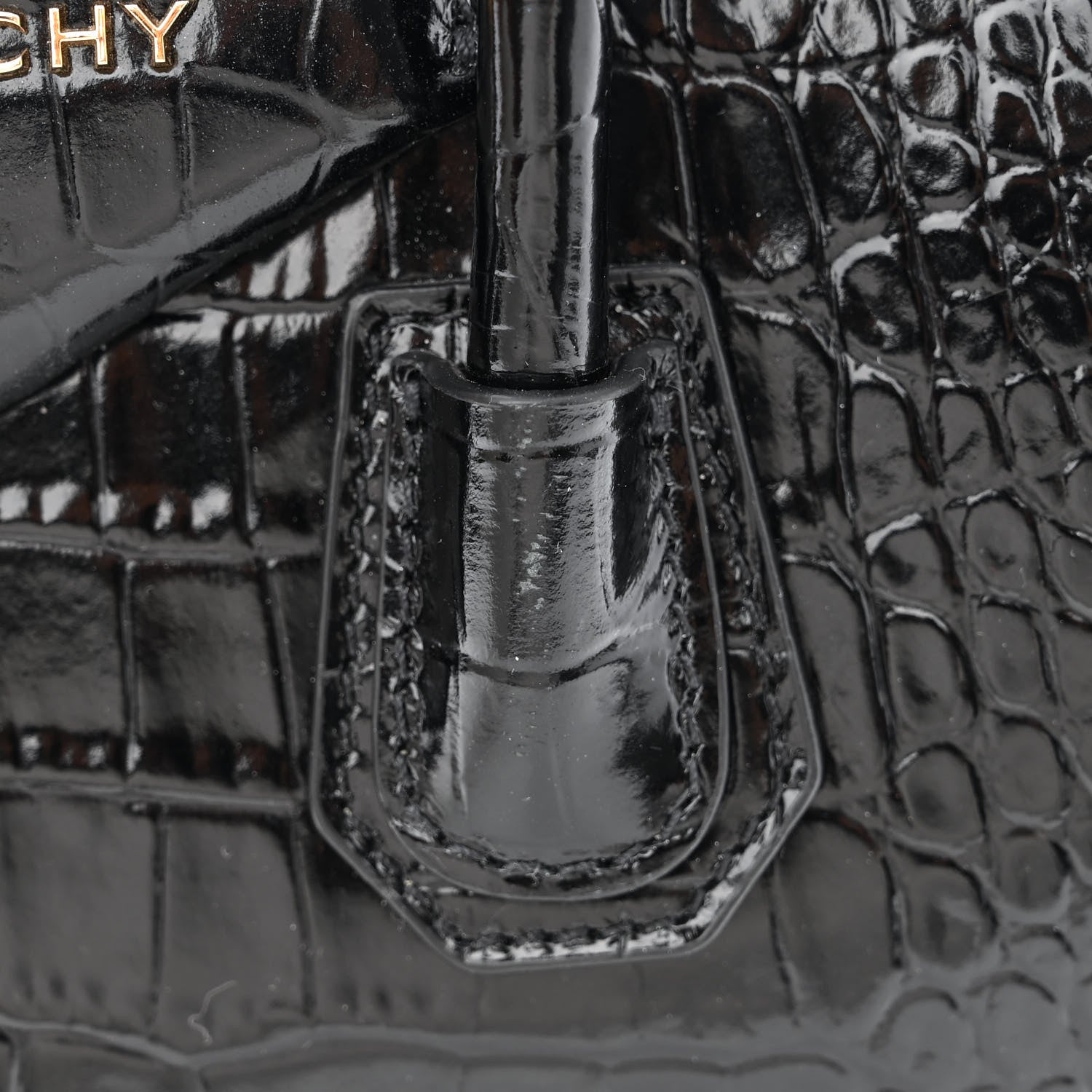 Givenchy Calfskin Crocodile Embossed Mini Antigona Black 11 of 13