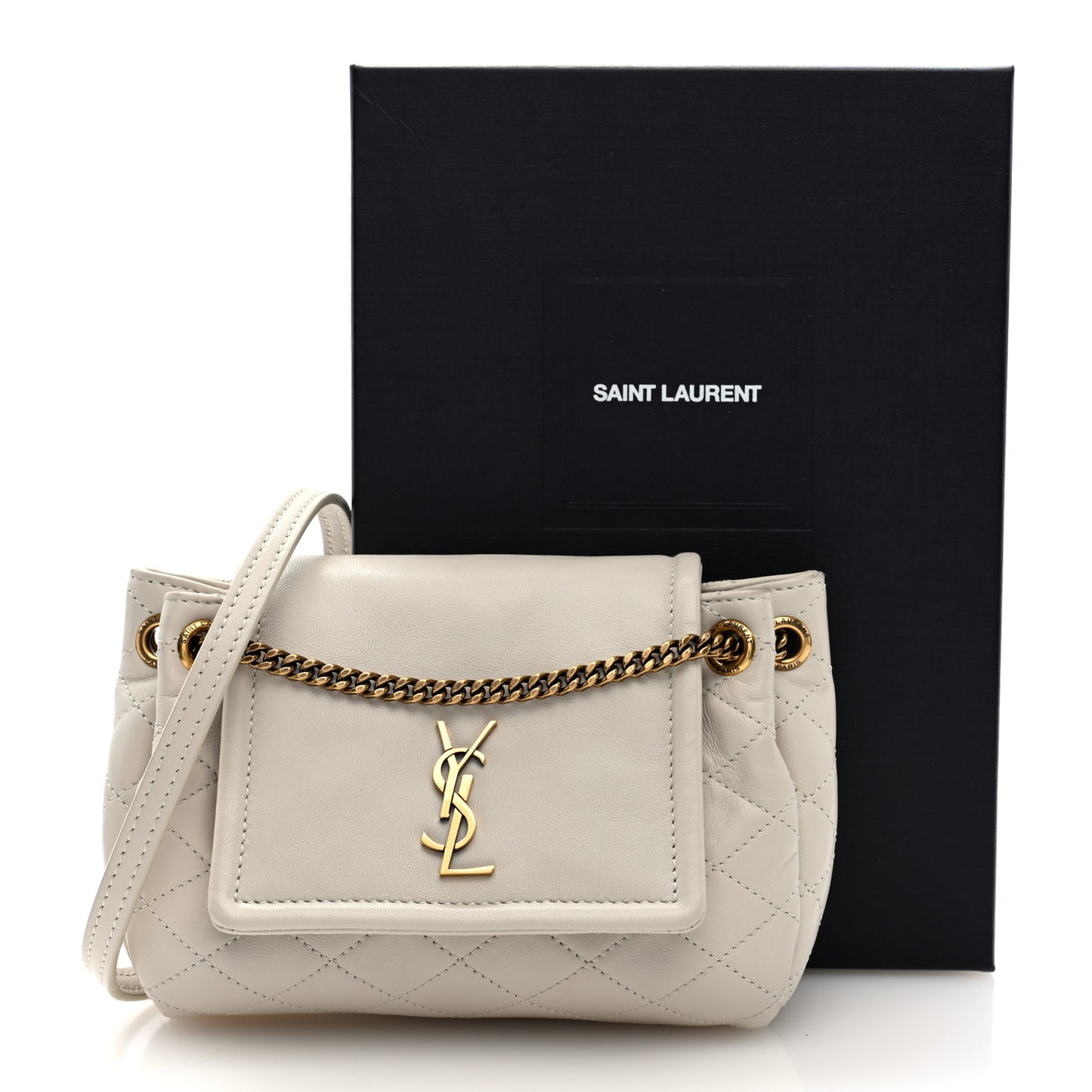 Lambskin Quilted Monogram Mini Nolita Crema Soft