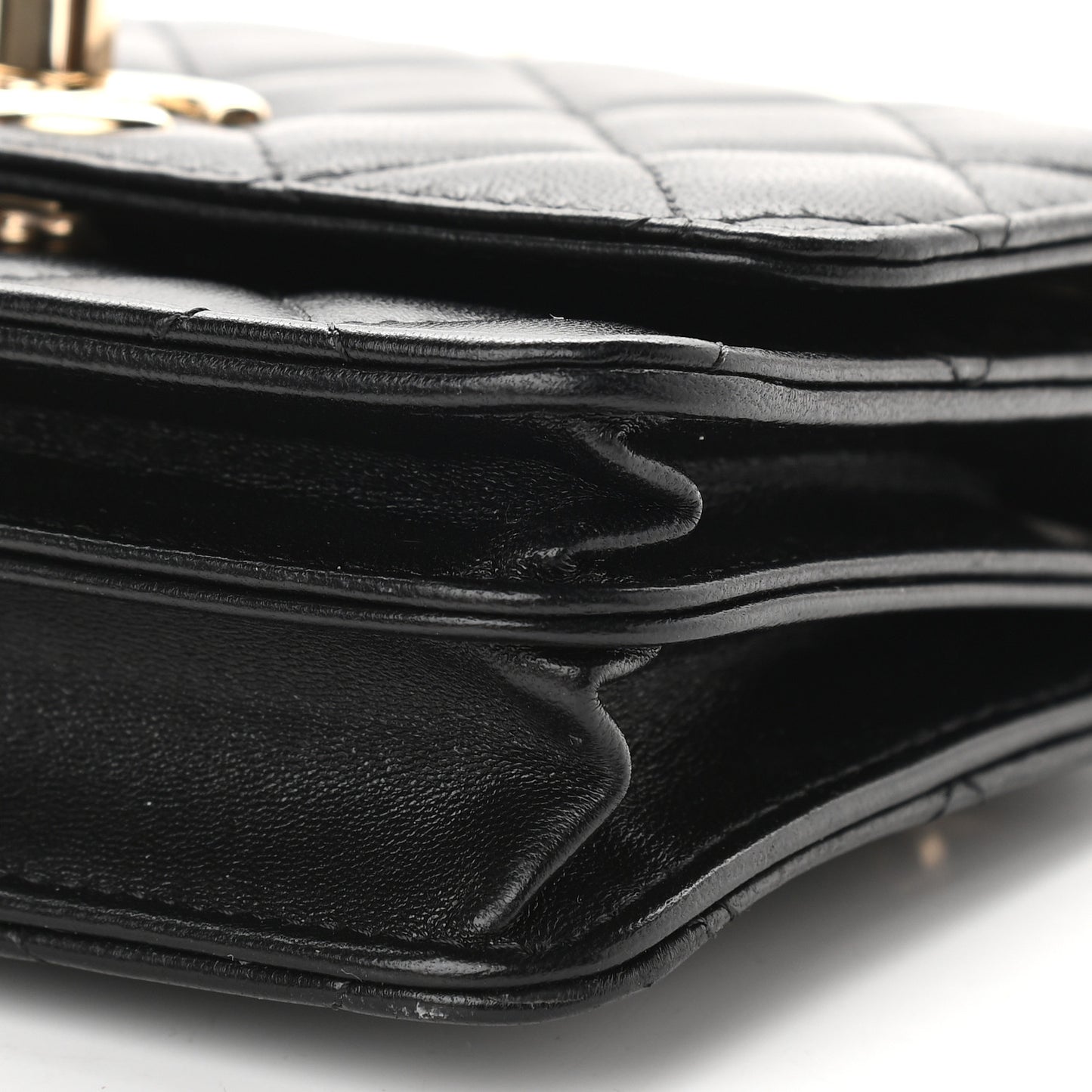 Lambskin Quilted Mini Trendy CC Wallet On Chain WOC Black