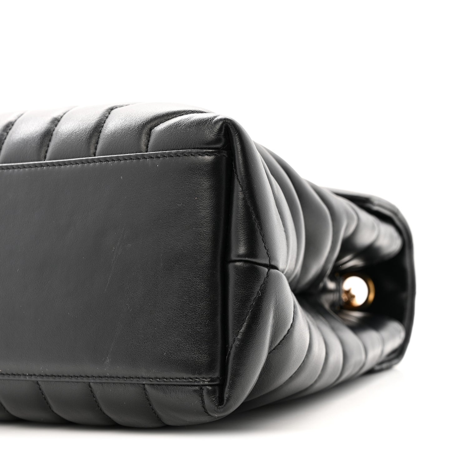 Calfskin Y Quilted Monogram Medium Loulou Chain Satchel Black