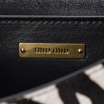 Miu Miu Cavallino Pony Hair Crystal Embellished Shoulder Bag White Black 6 of 12