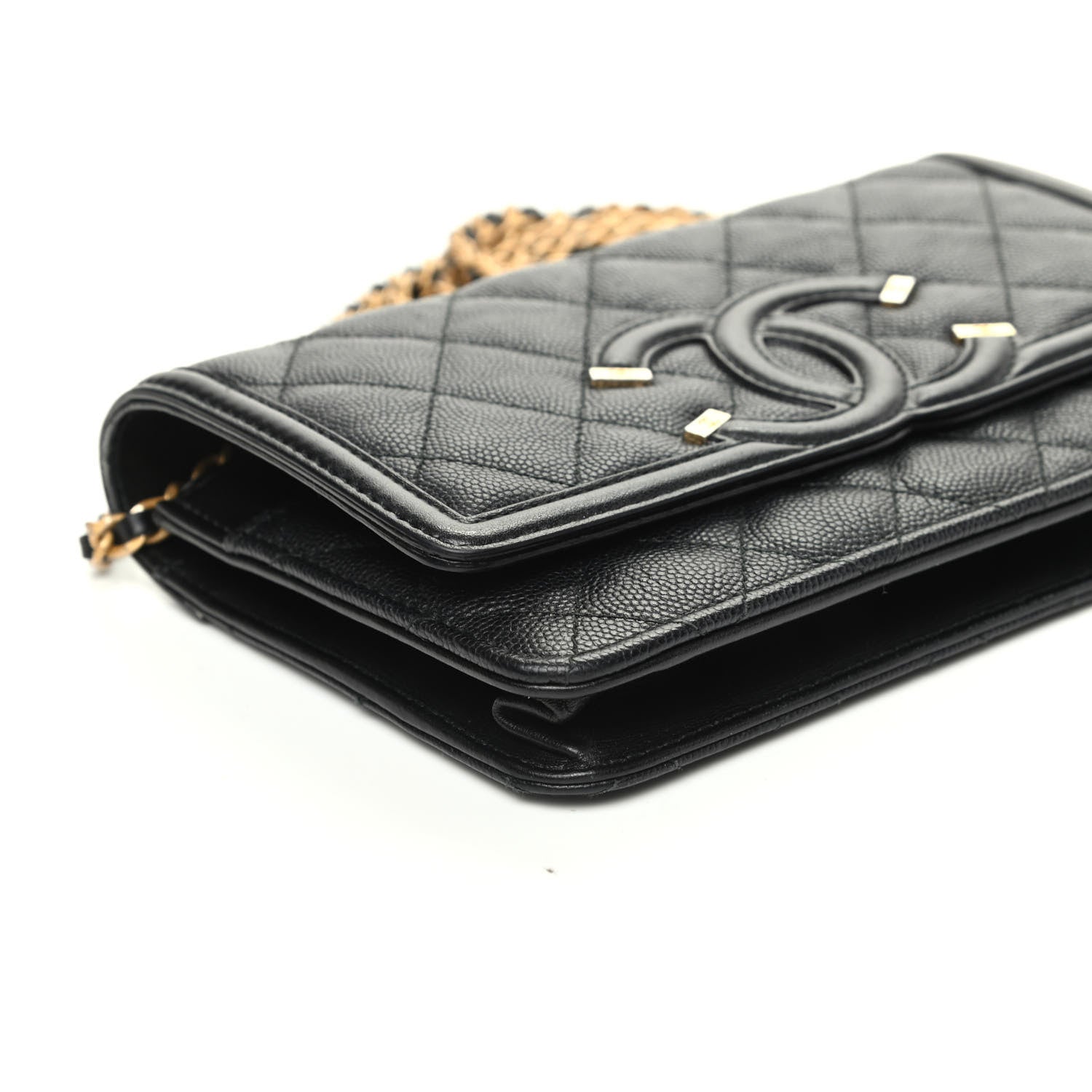 Chanel Caviar Quilted CC Filigree Wallet On Chain WOC Black 8 of 9